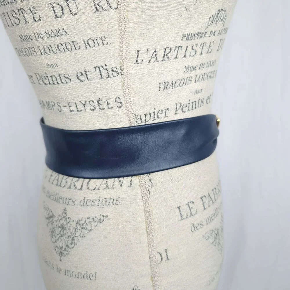 Vintage Liz Claiborne Leather Belt Small Blue Leather - Picture 5 of 8